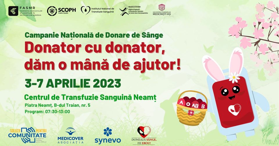 Campania națională DONATOR CU DONATOR, DĂM O MÂNĂ DE AJUTOR!