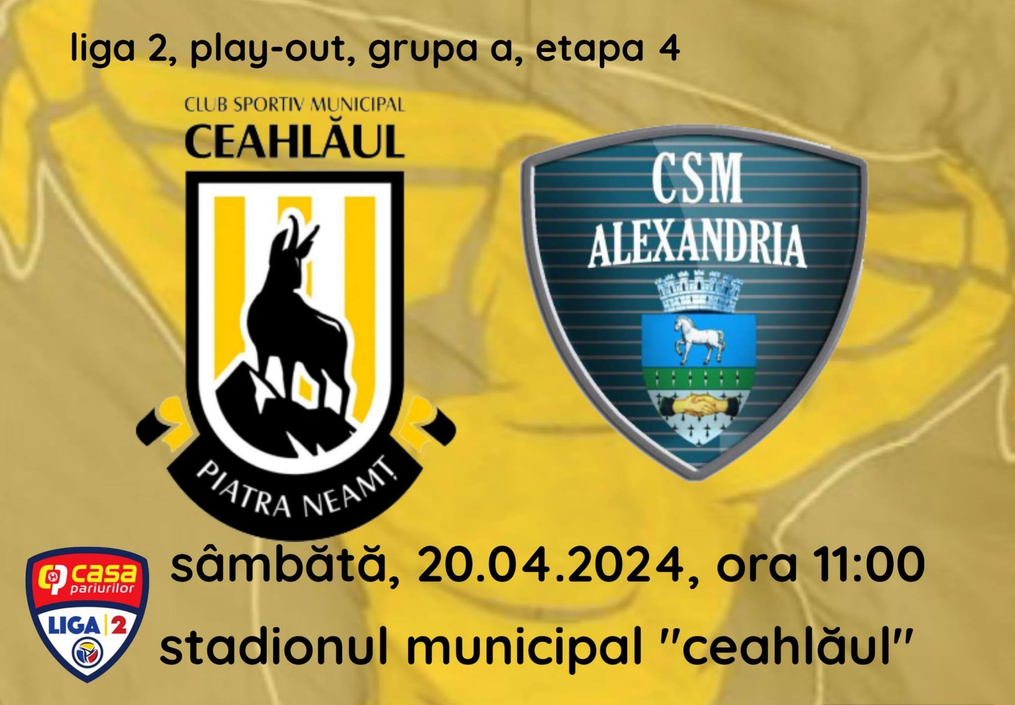 Meci de fotbal CSM Ceahlăul – CSM Alexandria, Liga a II a, play-out, grupa a, etapa 4